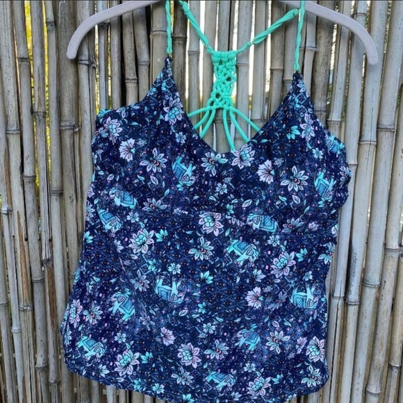 Xhilaration Boho Halter Braided Blue Tankini - Picture 8 of 9